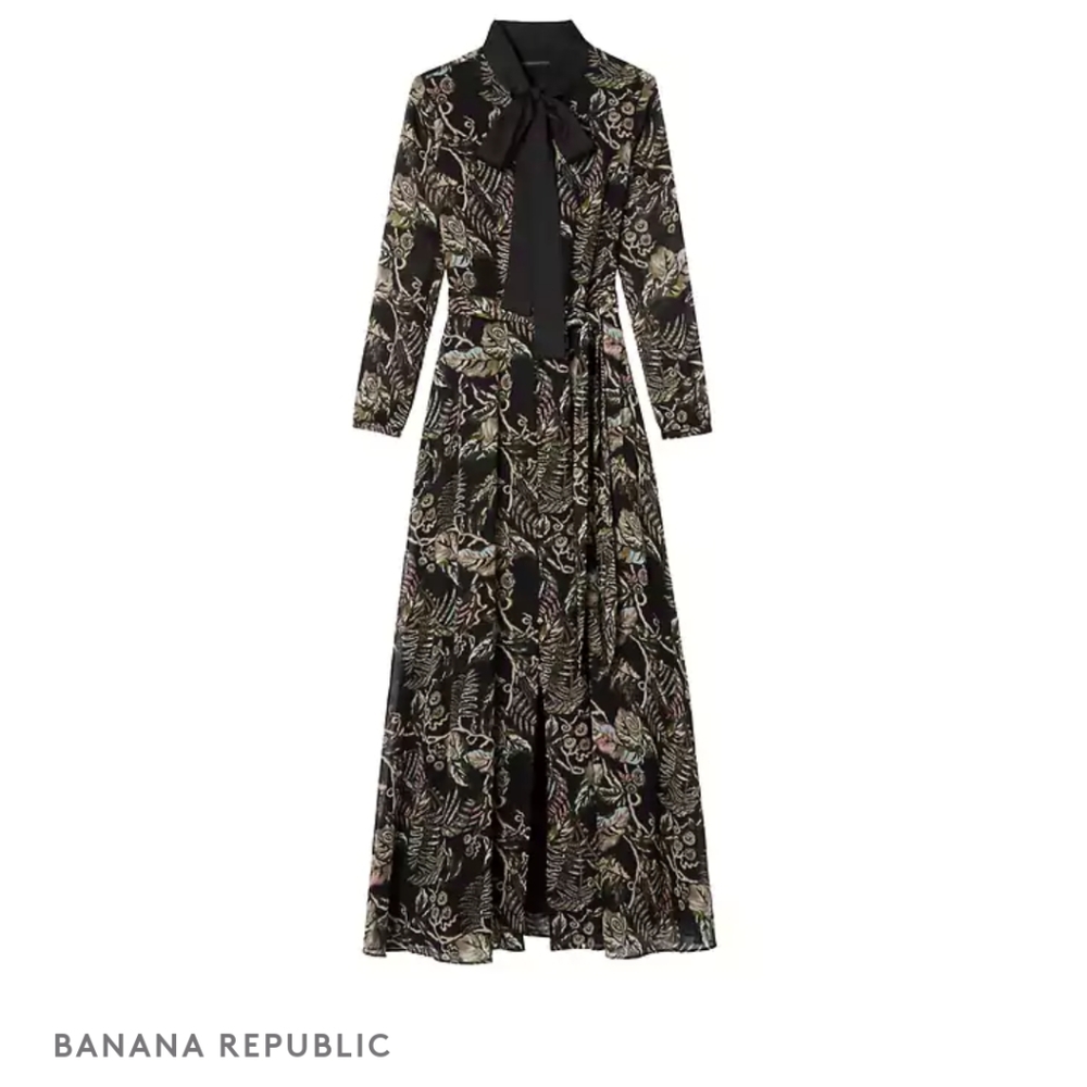 Floral Maxi Tie Dress Banana Republic